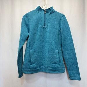 Weird Fish Macaroni Pullover Womens Size 10 Teal Blue Quarter Zip Sweater